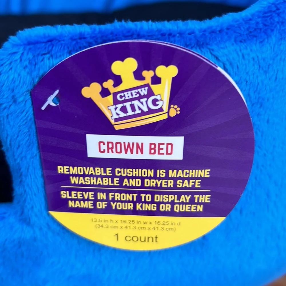 Chew King Small Pet Royal Blue Crown Pet Bed